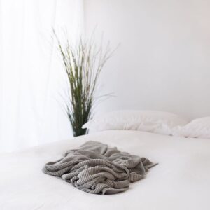 Large Olive Knitted Bamboo Blanket