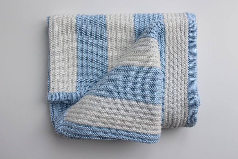 Organic Baby Blue Knitted Bamboo Pram Blanket 3 Organic Baby Blue Knitted Bamboo Pram Blanket - Image 3
