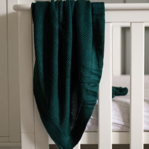 Large Organic Knitted Forest Green Bamboo Blanket