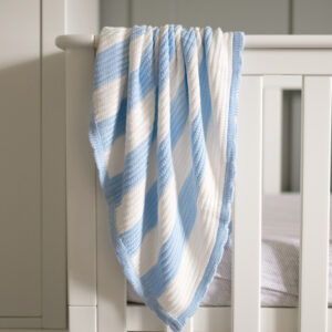 Organic Baby Blue Knitted Bamboo Pram Blanket